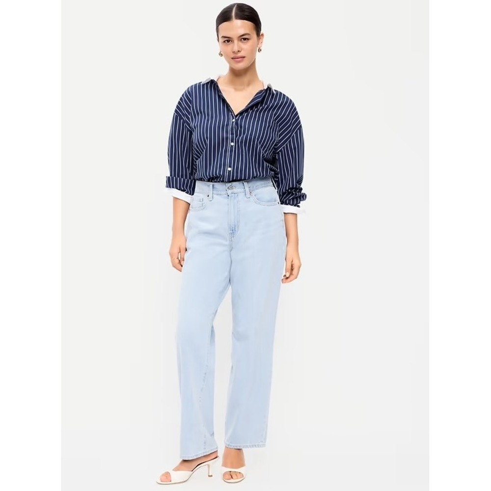 Old Navy Rigid OG Loose Jeans High Rise Light Wash 20 Secret-Smooth Pockets